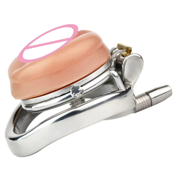 Detachable Small Pussy Flat Chastity Cage with Catheter — product image 4