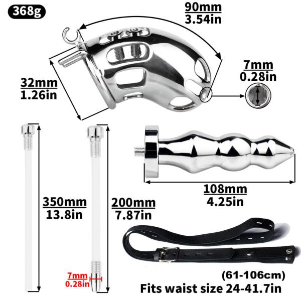 Spiked Chastity Cage with Urethral Anal Plug — product image 7