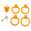 Slave Flat / Negative Chastity Cage with 4 Rings – Multicolor — product image 12