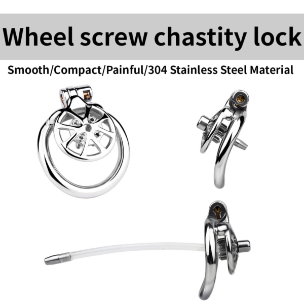 Versatile Flat Chastity Cage with Removable Spikes and Silicone / Metal Catheter — product image 4