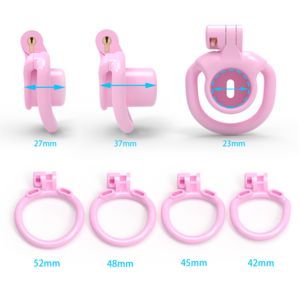 Tiny Inverted Chastity Cage with 4 Cock Rings — product image 4