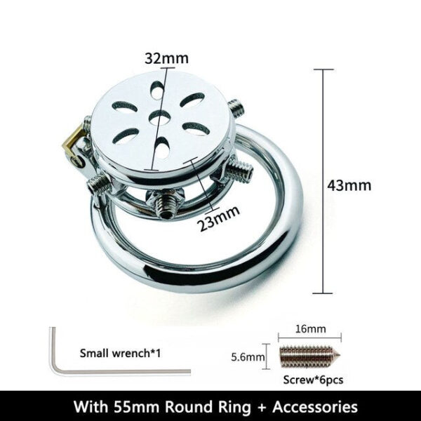 Spiked Flat Chastity Cage with Arc / Round Ring and Screws — product image 4