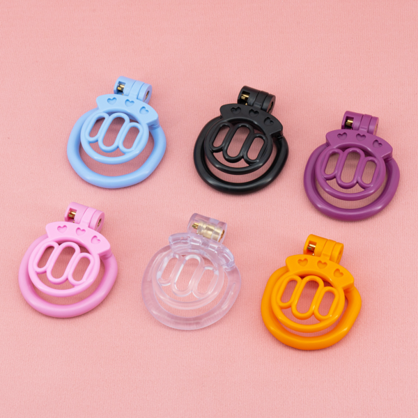 Plastic Flat Chastity Cage with 4 Rings – Multicolor — product image 2