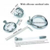 Male Stainless Steel Chastity Cage With Silicone / Metal Urethral Tube — product image 3