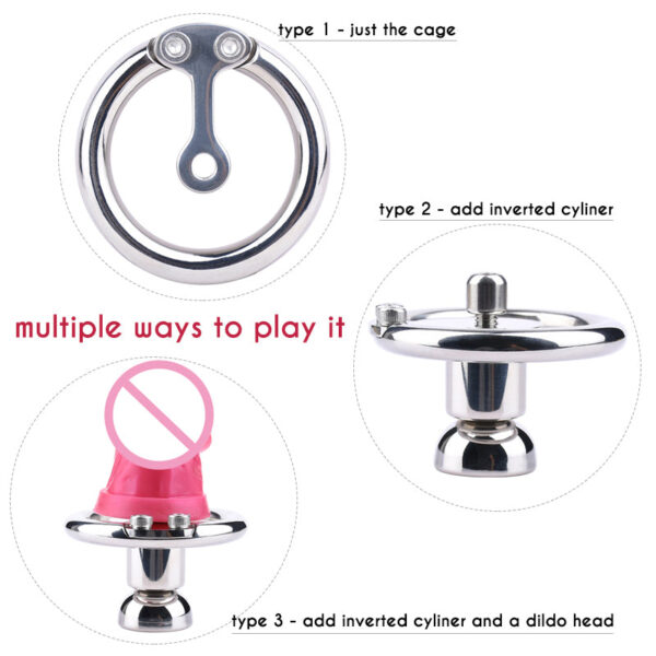 Tiny Reversing Chastity Cage with Stainless Steel Inverted Urine Plug — product image 7