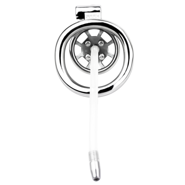 Versatile Flat Chastity Cage with Removable Spikes and Silicone / Metal Catheter — product image 14