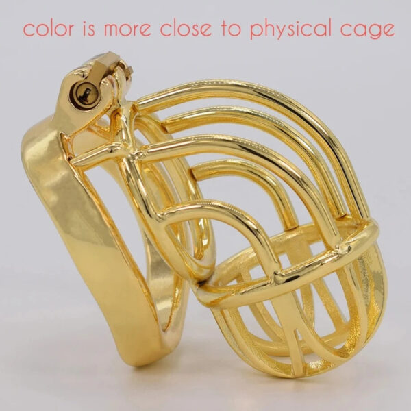 Curved Metal Gold Chastity Cage — product image 8