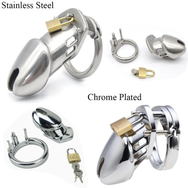 Polished Stainless Steel Cock Cage with Lock – Long Cage — product image 6