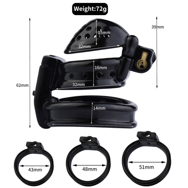 Dual-Lock 3D Printed Resin Chastity Cage with Removable Cap — product image 11