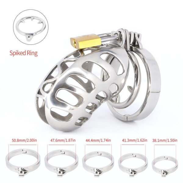 Metal Cock Cage with Spiked Penis Ring – Chastity Cage — product image 5