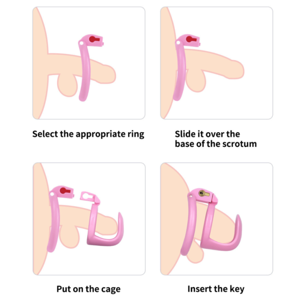 Lightweight Hard Resin Chastity Cage – Black & Pink — product image 5