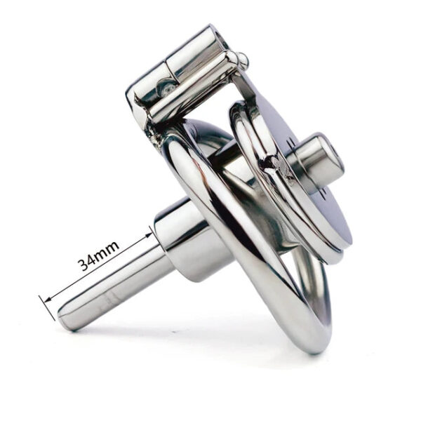 Inverted Chastity Cage with Long Metal Urethral Tube and PU Belt – Type B — product image 5