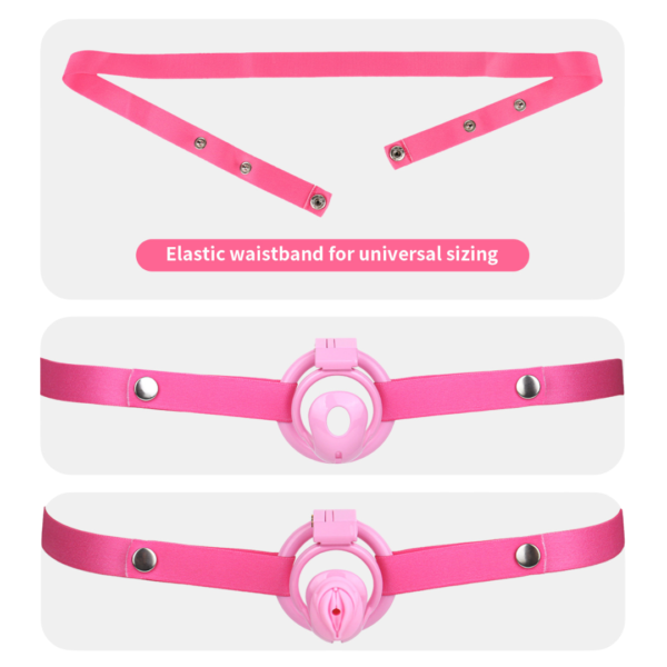 Lightweight Hard Resin Chastity Cage – Black & Pink — product image 6