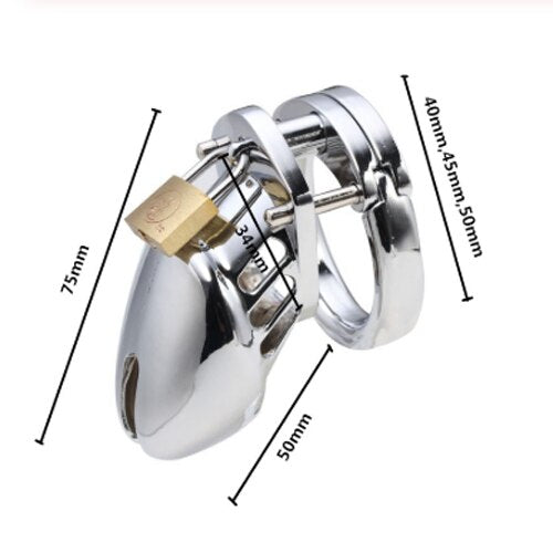 Polished Stainless Steel Cock Cage with Lock – Long Cage — product image 4