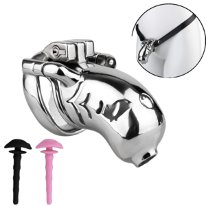 Metal Fishmouth Chastity Cage with Anti-Drop Ring and Silicone Pussy Catheter — image 1 Metal Fishmouth Chastity Cage with Anti-Drop Ring and Silicone Pussy Catheter — product image 1