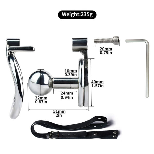 Flat Inverted Chastity Cage with Metal Ball Plug — product image 8
