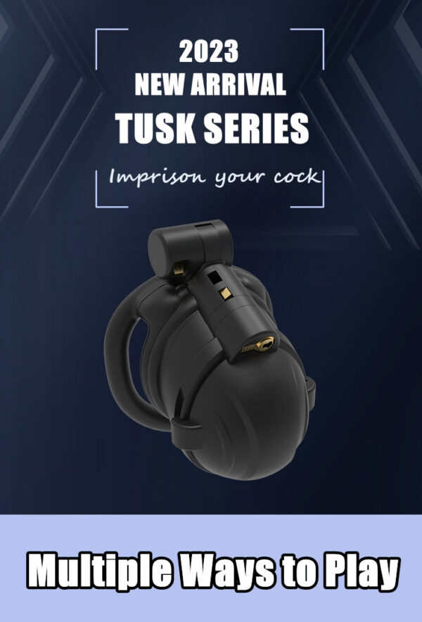 Double-Locked Black Resin Chastity Cage with Removable Cap and Spikes — product image 3