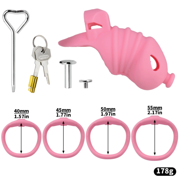 Soft Silicone Chastity Cage with Invisible Lock and 4 Base Rings — product image 13