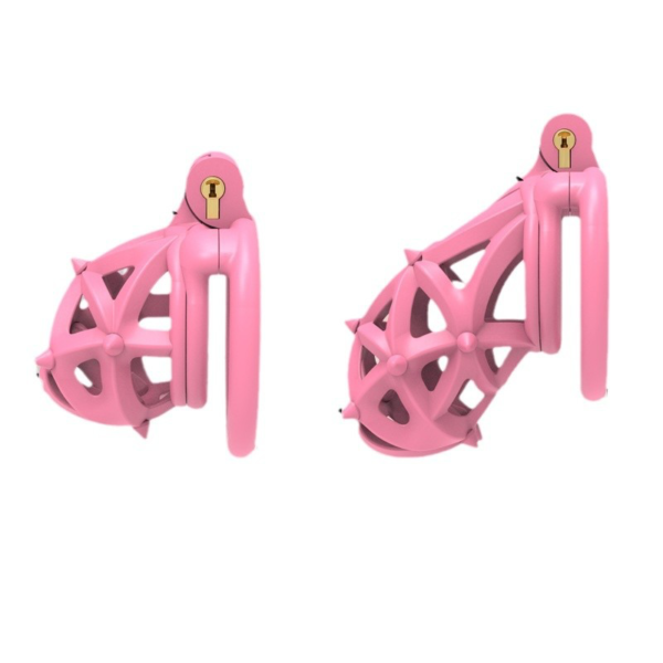 Pink Resin Chastity Cage with Detachable Soft Spikes — product image 5