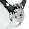 Inverted Chastity Cage with Long Metal Urethral Tube and PU Belt – Type B — product image 2