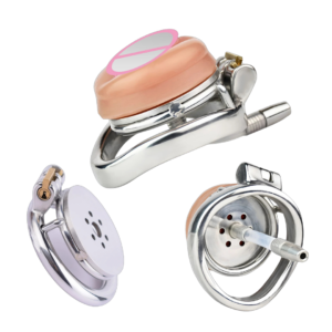 Detachable Small Pussy Flat Chastity Cage with Catheter — product image 1