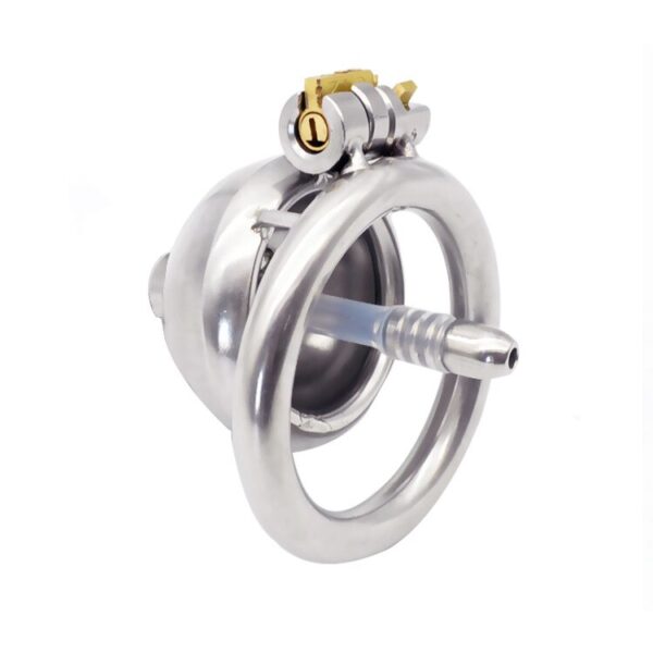 Stainless Steel Round Cock Cage with Urinary Catheter — product image 5