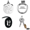 Flat Metal Chastity Cage with Strap and Catheter — product image 5