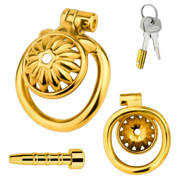 Gold Sunflower Tiny Chastity Cage — product image 1