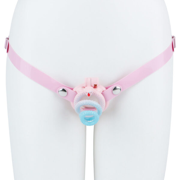 Soft Silicone Strap for Chastity Cages – Light Pink & Black — product image 4