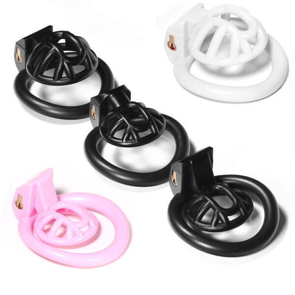 Pink Small Sissy Chastity Cage With 4 Base Rings – Micro / Negative / Stub — product image 7