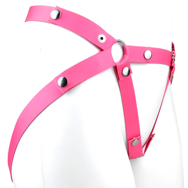 Triple-Support Elastic Strap for Chastity Cage – Black / Pink — product image 5