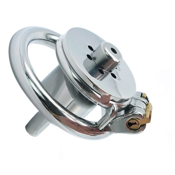 Flat Inverted Chastity Cage with Removable Stainless Steel Urethral Catheter — product image 2