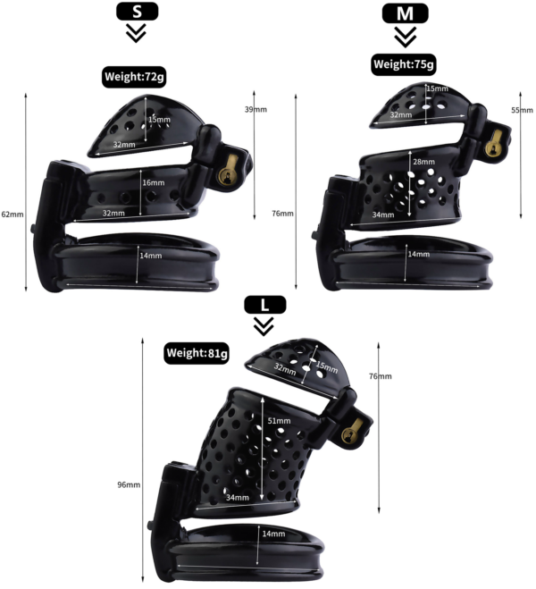 Dual-Lock 3D Printed Resin Chastity Cage with Removable Cap — product image 5