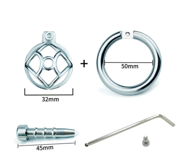 Stainless Steel Urethral Chastity Cage with Removable Metal Tube — product image 17