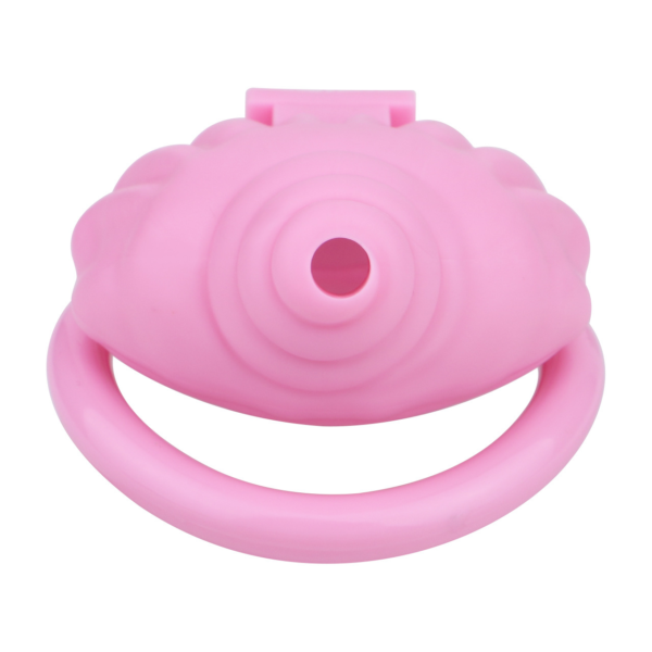 ABS Small Shell Chastity Cage Set with 4 Rings – Pink / Black / White — product image 22