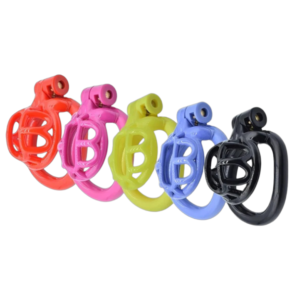 Micro / Small Plastic Chastity Cage with 4 Penis Rings — product image 1