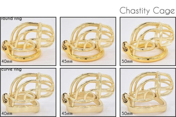Curved Metal Gold Chastity Cage — product image 2
