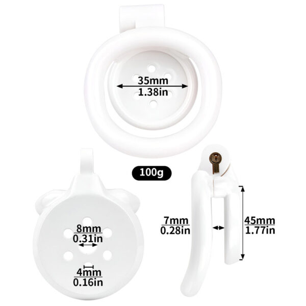 NEW Resin Flat Chastity Cage Set – White — product image 2