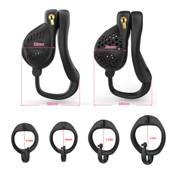 Lightweight Resin Chastity Cage Set – Black / Pink — product image 7