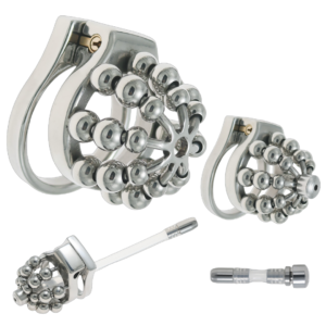 Metal Beaded Chastity Cage with Removable Urethral Catheter — image 1 Metal Beaded Chastity Cage with Removable Urethral Catheter — product image 1