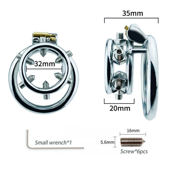 Spiked Chastity Ring Cage – Bolted Metal Cock Cage — product image 2