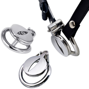 Flat Chastity Cage with Urine Hole / Metal Catheter and Strap — product image 1