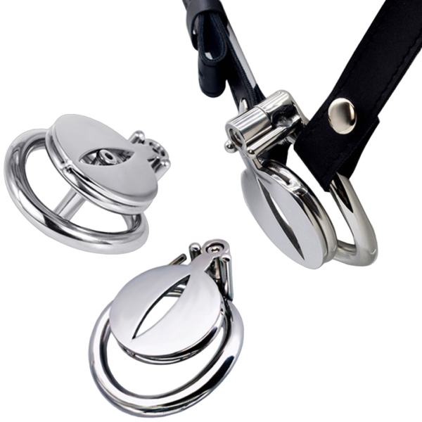 Flat Chastity Cage with Urine Hole / Metal Catheter and Strap — product image 1