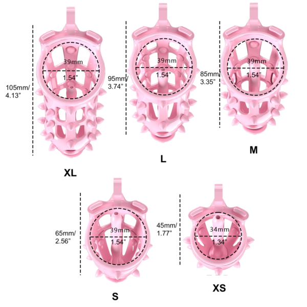 Pink Chastity Cage with Detachable Silicone Spikes — product image 2