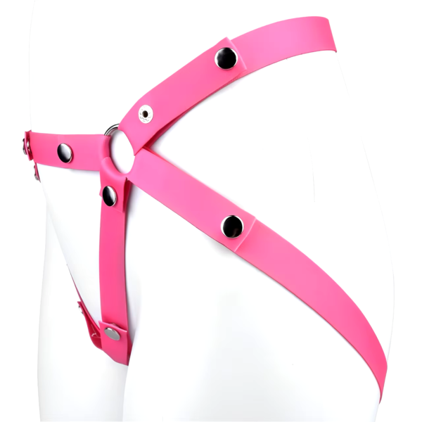 Triple-Support Elastic Strap for Chastity Cage – Black / Pink — product image 6
