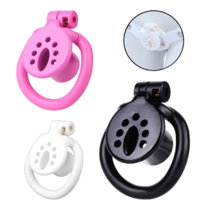Flat Inverted Chastity Cage with 4 Base Rings and Adjustable Strap — product image 1