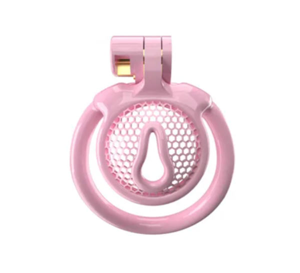 Micro Vaginal Pink Chastity Cage with Breathable Holes for Sissy with 5 Penis Rings — product image 5