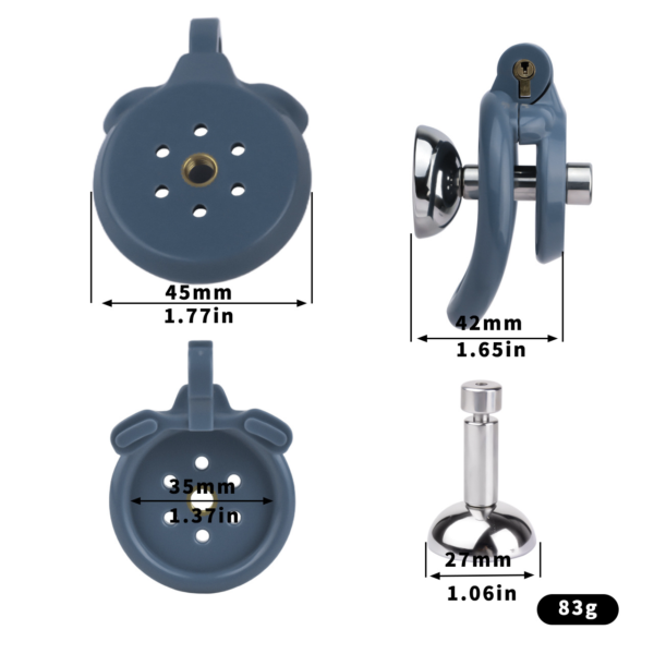 Lightweight Chastity Cage with Removable Inverted Plug and 4 Base Rings — product image 4