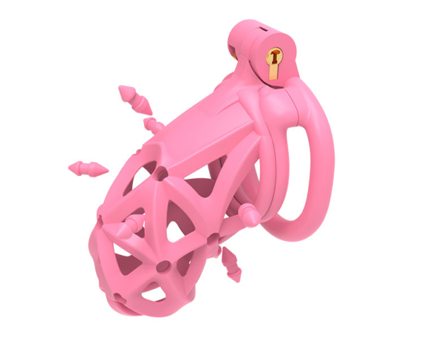 Pink Resin Chastity Cage with Detachable Soft Spikes — product image 4