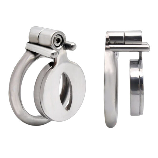 Sissy Flat Metal Chastity Cage – AntiOff Penis Ring Urinary Hole — product image 1